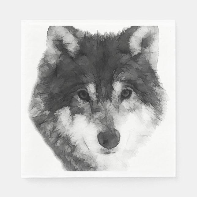 Serviette En Papier Gray Wolf élégant (Devant)