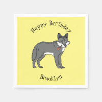 Gray wolf with pipe cartoon
