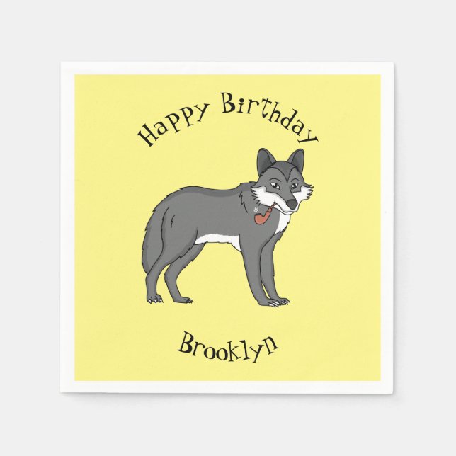 Serviette En Papier Gray wolf with pipe cartoon (Devant)