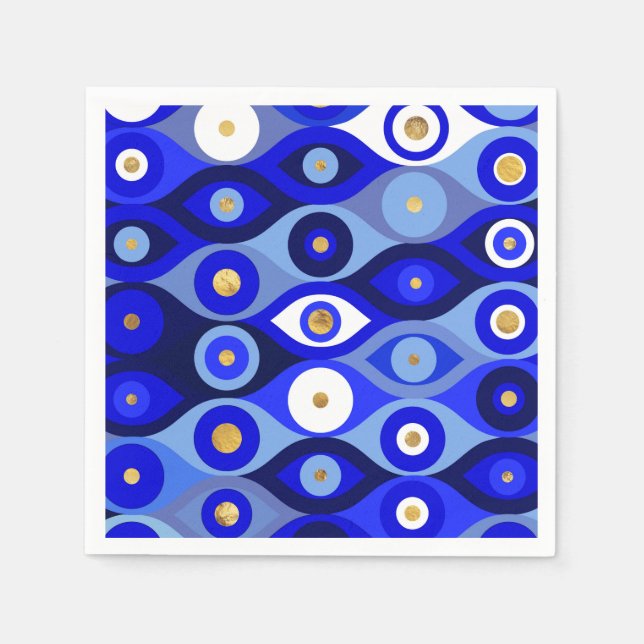 Serviette En Papier Grec Mati Mataki - Matiasma Evil Eye blues (Devant)