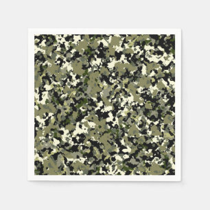 Serviette En Papier Green Black Cream