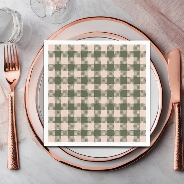 Serviette En Papier Green Buffalo Plaid Farmhouse (Créateur téléchargé)