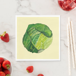 Serviette En Papier Green Cabbage Yellow Napkin