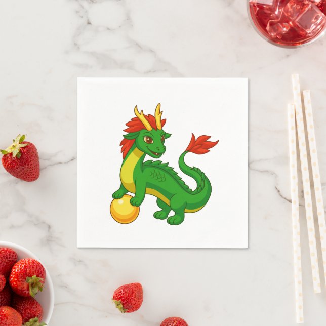 Serviette En Papier Green Chinese Dragon V2 (En situation)