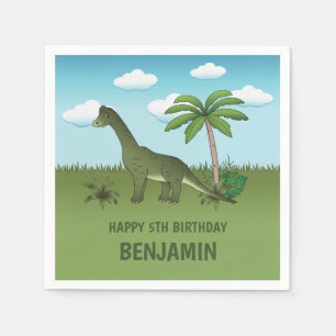 Serviette En Papier Green Cute Brachiosaurus Dinosaur Anniversaire des