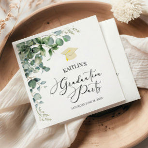 Serviette En Papier Green Eucalyptus Botanical Graduical Party