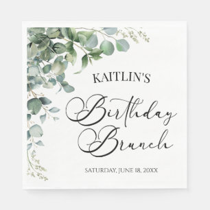 Serviette En Papier Green Eucalyptus Feuille Botanical Birthday Brunch