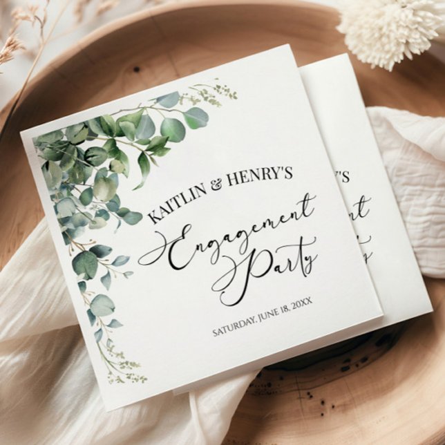 Serviette En Papier Green Eucalyptus Feuille Botanical Engagement Part (Créateur téléchargé)
