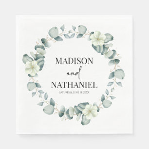 Serviette En Papier Green Eucalyptus Feuille Verdure Mariage botanique