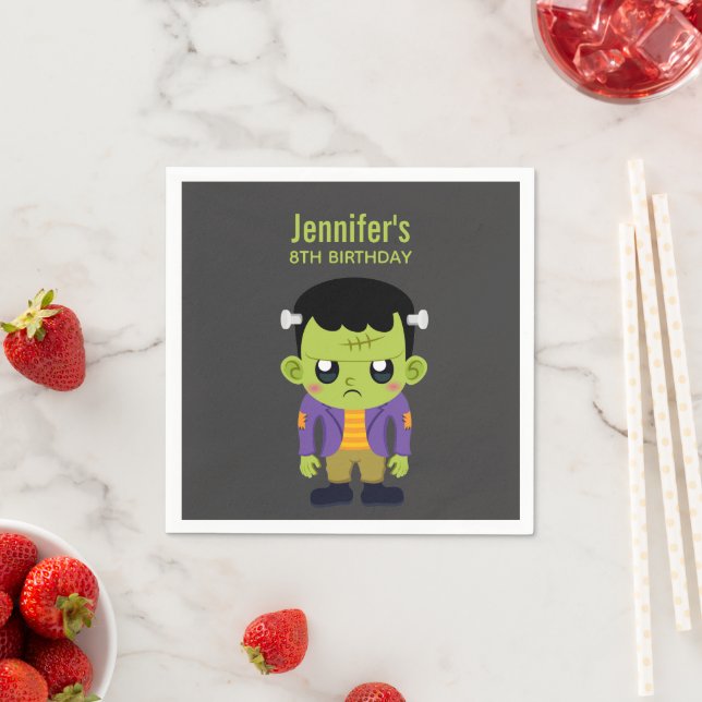 Serviette En Papier Green Frankenstein Monster Halloween Anniversaire (En situation)