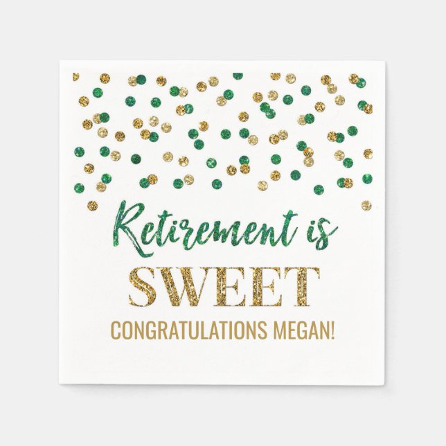 Serviette En Papier Green Gold Confetti Retirement est doux (Devant)