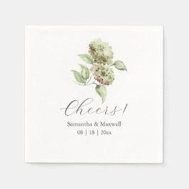 Serviette En Papier Green Hydrangea Cocktail Napkins