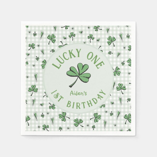 Serviette En Papier Green Lucky One Irlandais 1er anniversaire (Devant)