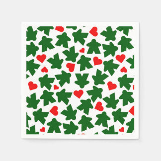 Serviette En Papier Green Meeple with Red Heart