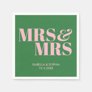 Serviette En Papier Green Mme & Mme Mariage personnalisé serviettes