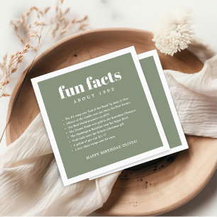 Serviette En Papier Green Modern Minimal Fun Facts Anniversaire Année