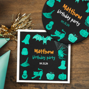 Serviette En Papier Green noir Halloween fête d'anniversaire Napkin