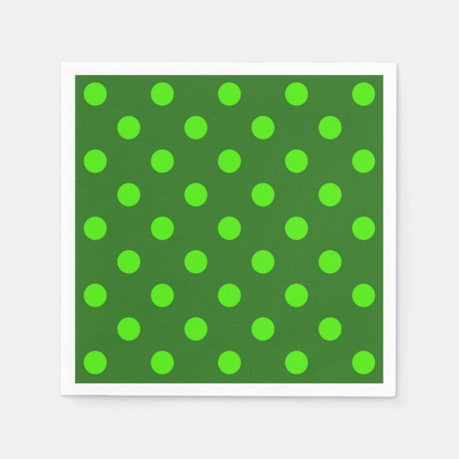 Serviette En Papier Green On Dark Green Polka Dots Pattern Design  (Devant)
