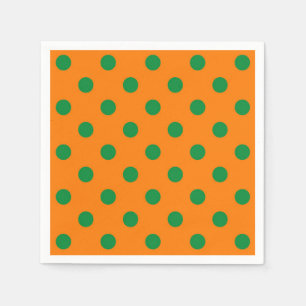 Serviette En Papier Green On Orange Pois Design Motif