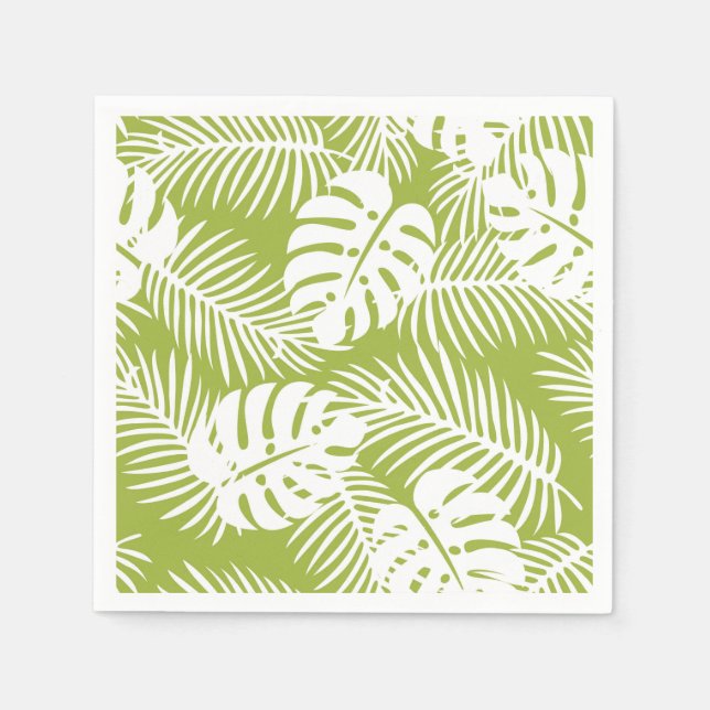 Serviette En Papier Green Palm Feuille Rainforest Motif (Devant)