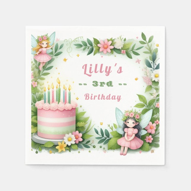 Serviette En Papier Green Pastel Fairy Anniversaire - (Devant)