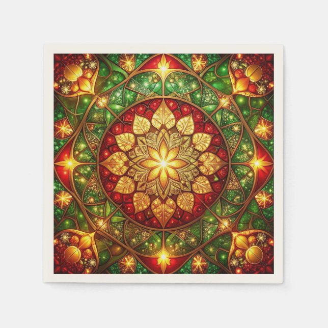 Serviette En Papier Green Red Decorative Holiday Napkin (Devant)