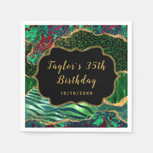 Serviette En Papier Green Safari Agate Anniversaire