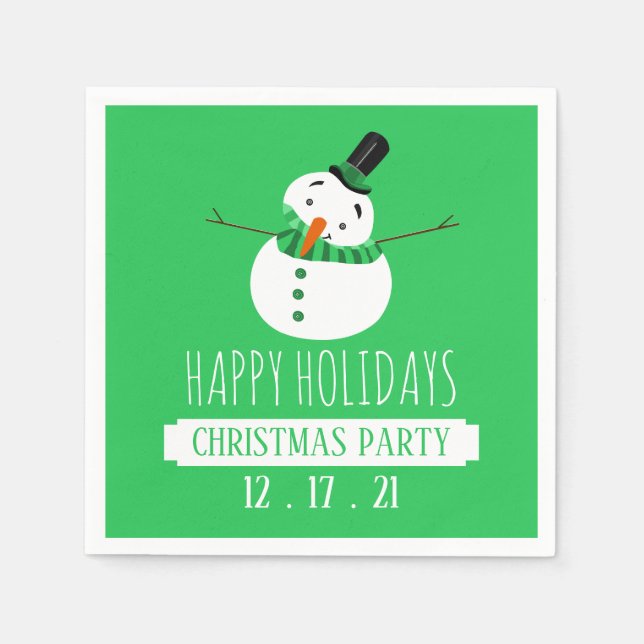 Serviette En Papier Green Snowman, Noël (Devant)