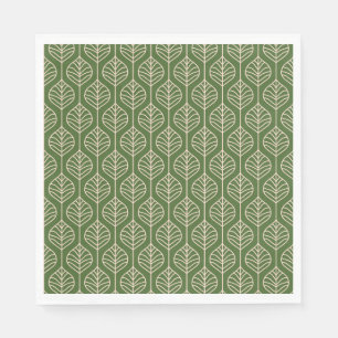 Serviette En Papier Green & White Feuille Woodland Leaf Nature Party