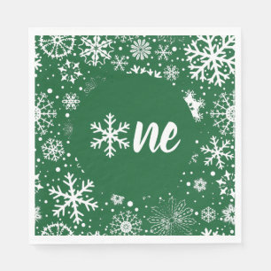 Serviette En Papier Green Winter Premier Anniversaire Flocon de neige 