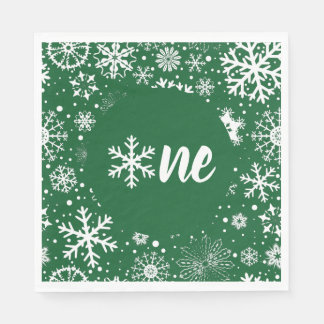 Serviette En Papier Green Winter Premier Anniversaire Flocon de neige 