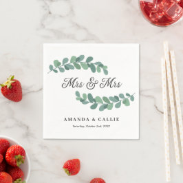 Serviette En Papier Greenery Branches Mme & Mme Lesbian Mariage