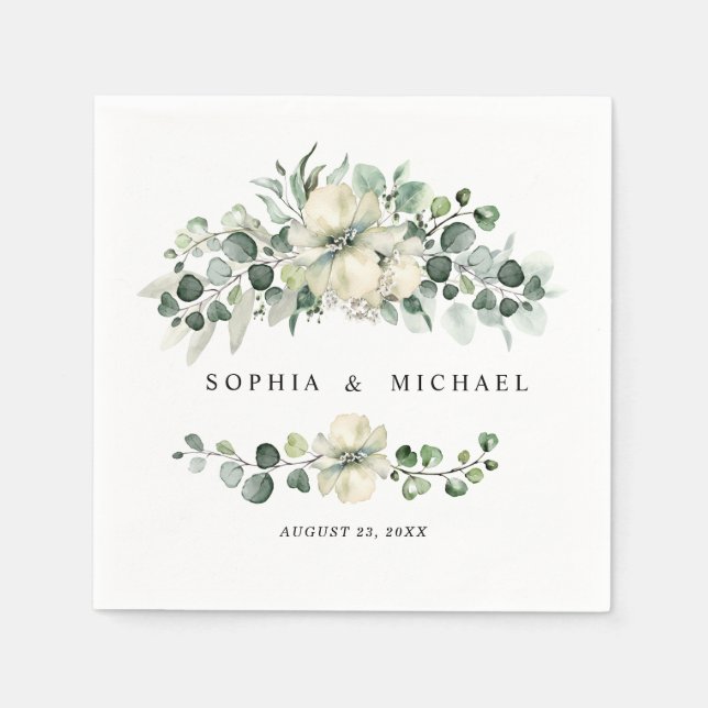 Serviette En Papier Greenery Eucalyptus Wedding (Devant)