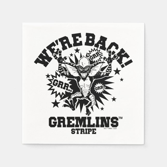 Serviette En Papier Gremlins | Stripe Nous sommes de retour (Devant)