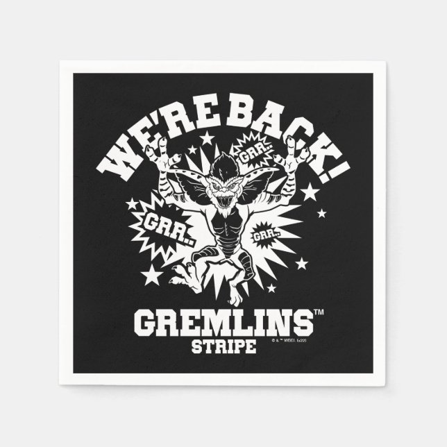 Serviette En Papier Gremlins | Stripe Nous sommes de retour (Devant)
