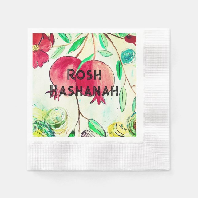 Serviette En Papier Grenade Rosh Hashanah Fruit Shana Tova (Devant)