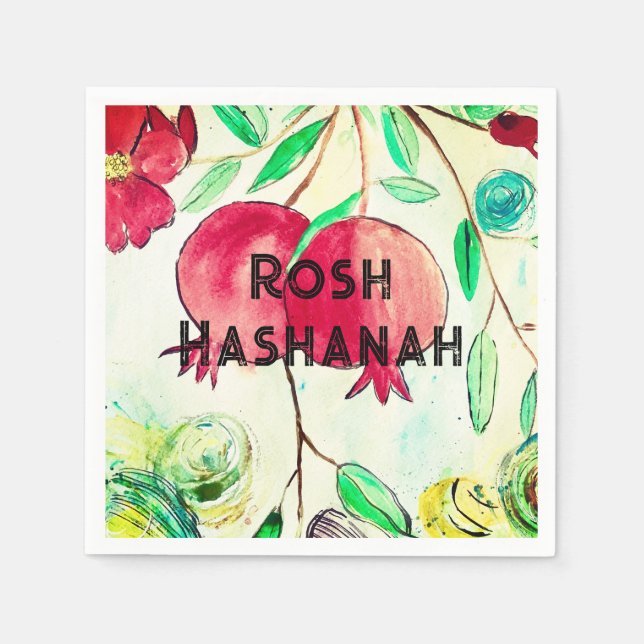 Serviette En Papier Grenade Rosh Hashanah Fruit Shana Tova (Devant)
