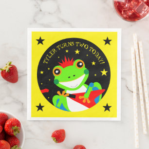 Serviette En Papier Grenouille d'arbre d'anniversaire de Rockin avec g