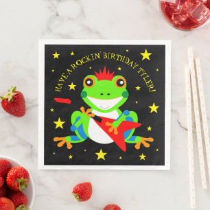 Serviette En Papier Grenouille d'arbre d'anniversaire de Rockin avec g