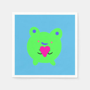 Serviette En Papier Grenouille douce au coeur