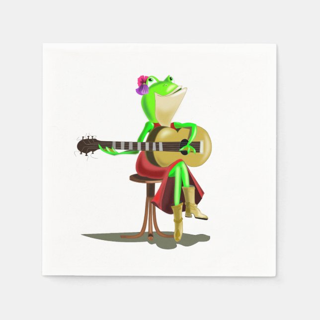 Serviette En Papier Grenouille Jouer de la guitare (Devant)