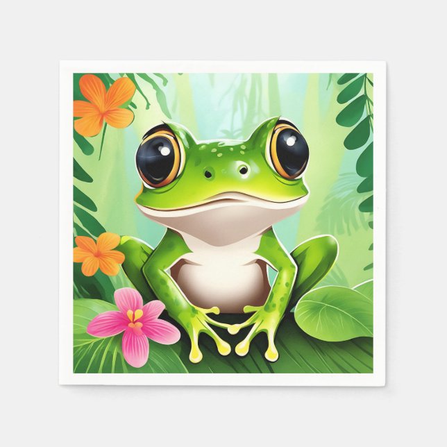 Serviette En Papier Grenouille mignonne colorée (Devant)