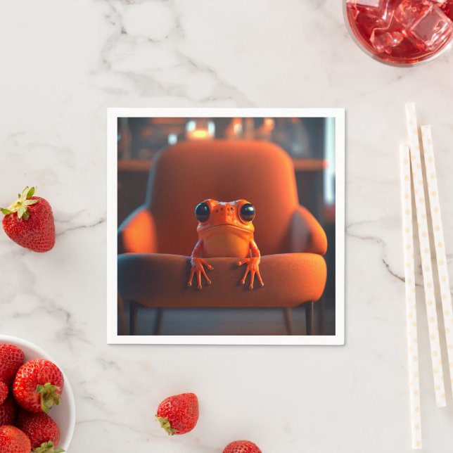 Serviette En Papier Grenouille orange (En situation)