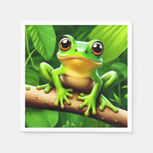 Serviette En Papier Grenouille sur branche Nature Art