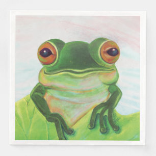 Serviette En Papier Grenouille verte Se détendre dans l'étang
