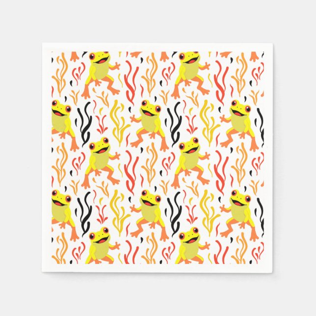Serviette En Papier Grenouilles joueuses (Devant)
