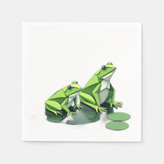 Serviette En Papier Grenouilles Origami de style géométrique