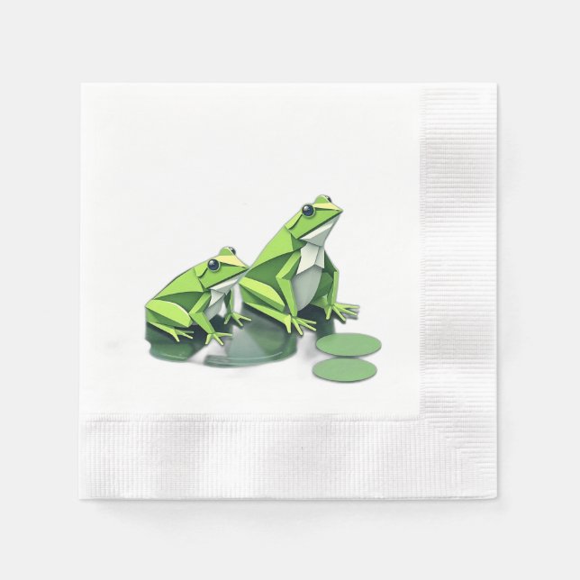 Serviette En Papier Grenouilles Origami de style géométrique (Devant)
