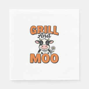 Serviette En Papier Grill de vache drôle et design de T-Shirt vintage