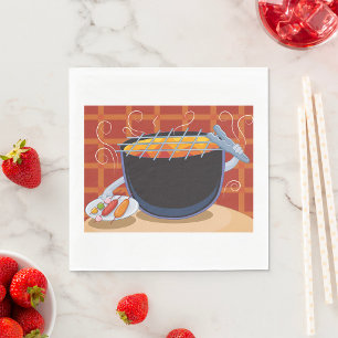Serviette En Papier Grillades au barbecue avec des tongues et des broc